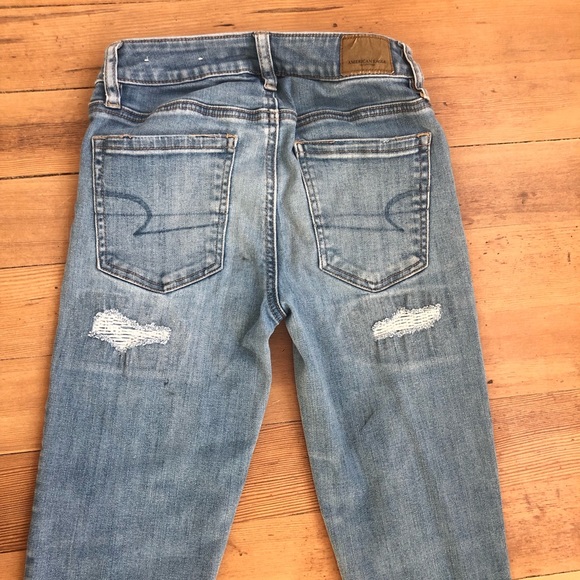 American Eagle Womens Jeans Sz 00 Hi-Rise Jegging Super Stretch X Distressed - Picture 9 of 10
